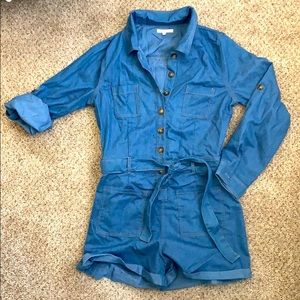 Medium wash jean romper